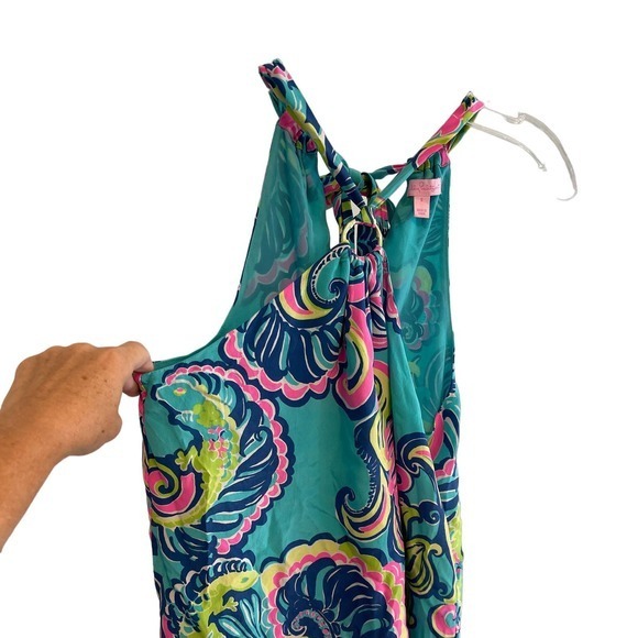 Lilly Pulizer Cassandra High Neck Tank Top 100% Silk‎ Small Pre-owned - Picture 3 of 8